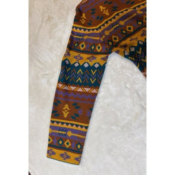 Savanna Jane Sweater Womens Colorful Aztec Open Front Waterfall Boho Size L - Picture 7 of 11